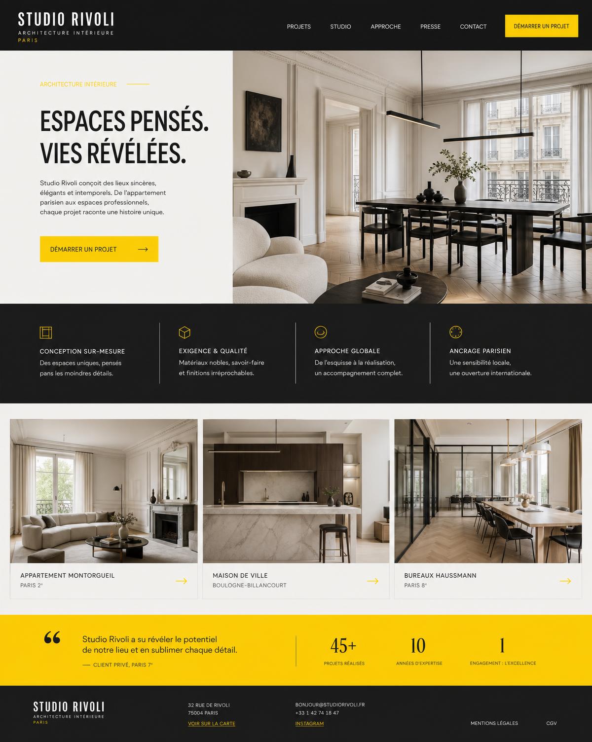 Création de site internet pour un studio d'architecture parisien