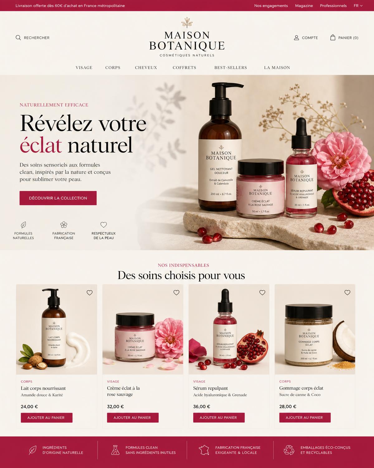 Création d'une boutique en ligne de cosmétiques naturels